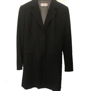 DKNY Black Long Blazer Style Coat Poly Blend Size 10